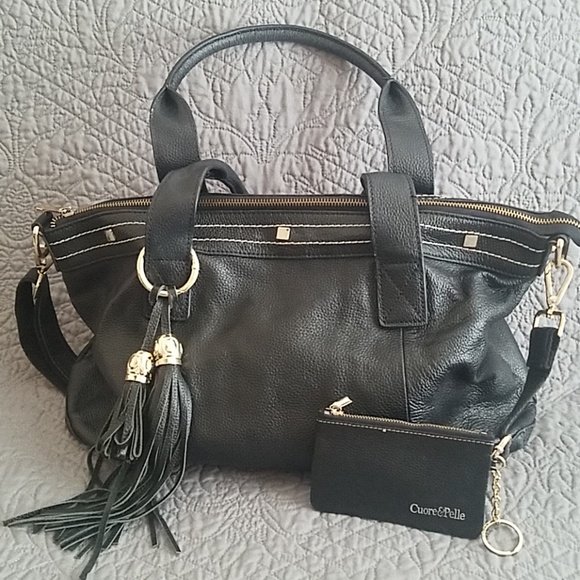 Handbags - Cuore & Pelle Black Leather Amelia Bag